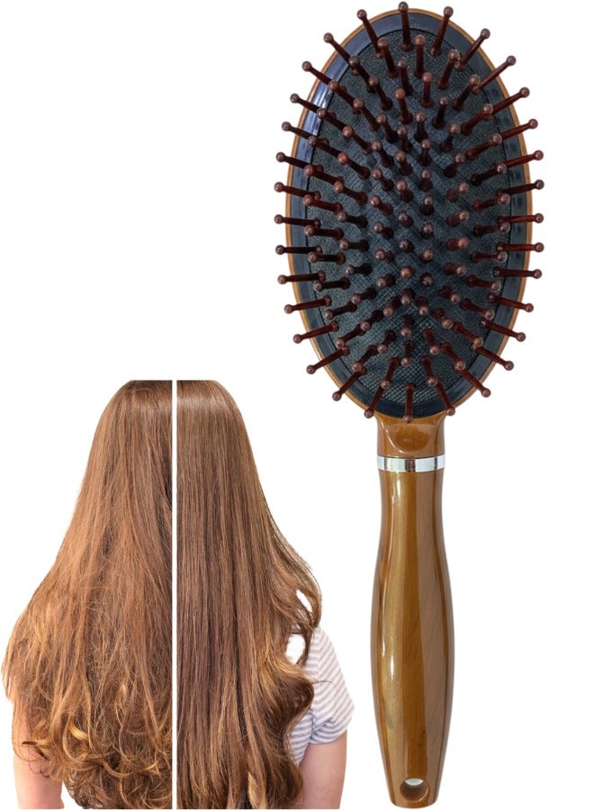 Premium Wooden Hair Brush for Scalp Massage with Natural Rubber Air Cushion, Classic Style Hair Detangling Brush for Long and Short Hair, Gentle on All Hair Types, Removes Dandruff, Enhances Hair Follicle Nutrition, Promotes Healthy Hair Growth, Strengthens Roots, Smooths Hair, Distributes Natural Oils Evenly, Eco-Friendly Wooden Bristles, Comfortable Grip Handle for Daily Hair Care, Ideal for Men and Women, Luxury Hair Care Brush for Damaged, Dry, or Frizzy Hair - Image 1